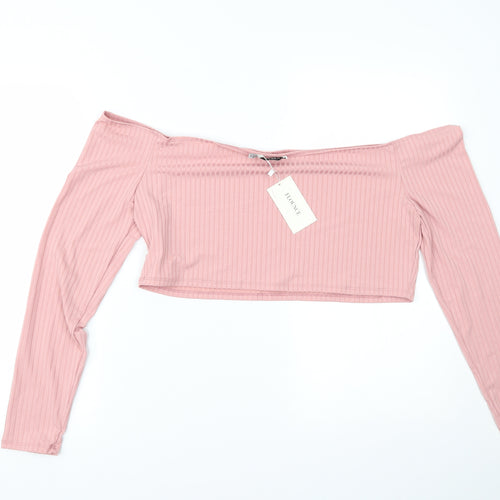 Flounce Womens Pink   Cropped Blouse Size 22