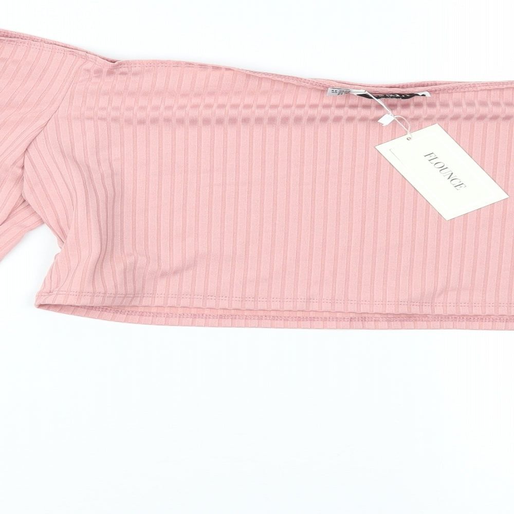 Flounce Womens Pink   Cropped Blouse Size 22