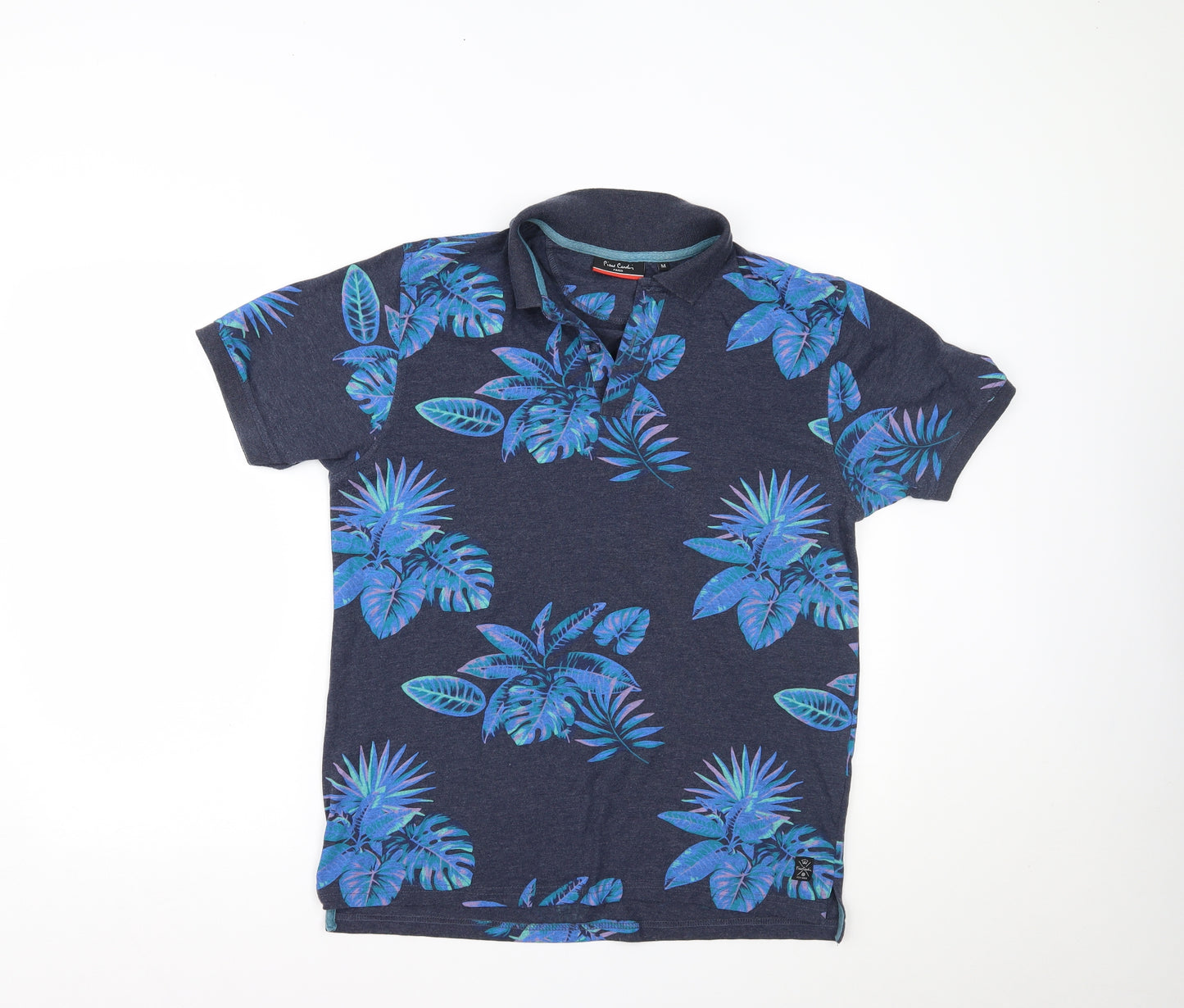 Pierre Cardin Mens Blue Floral   Polo Size M