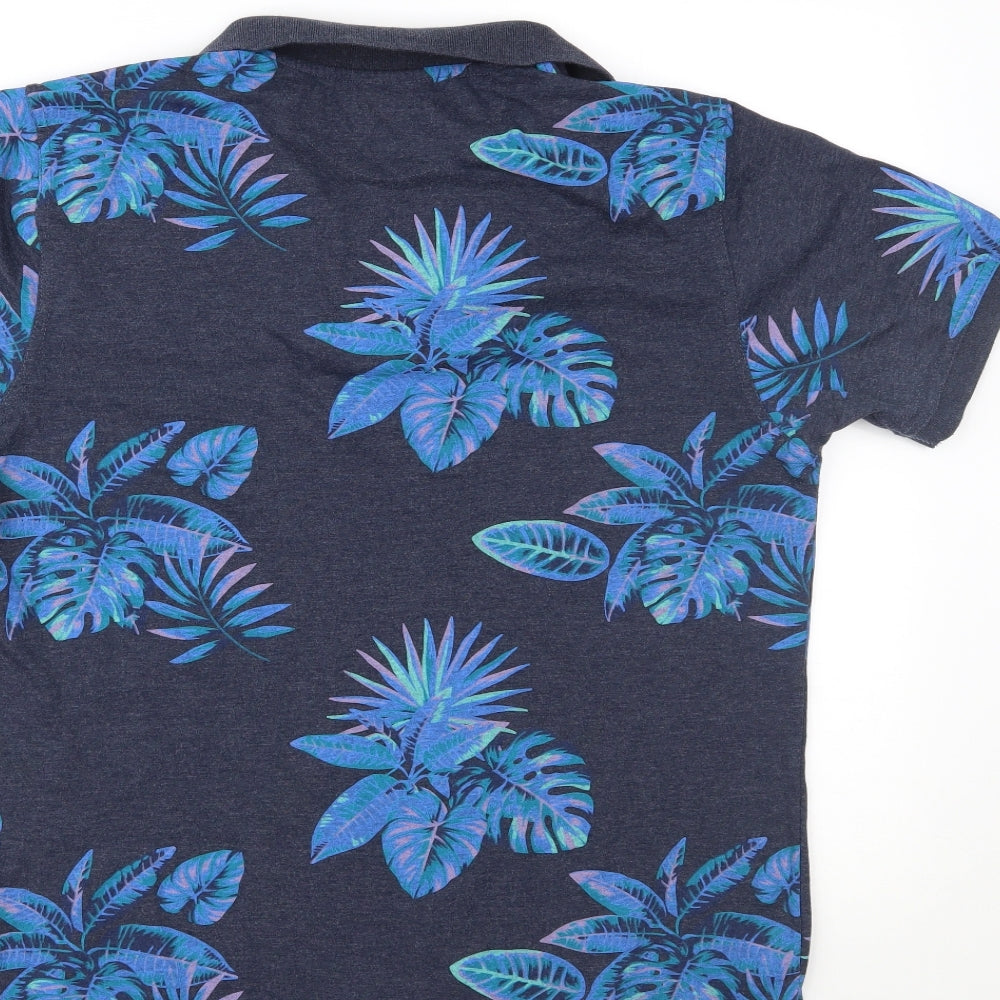 Pierre Cardin Mens Blue Floral   Polo Size M