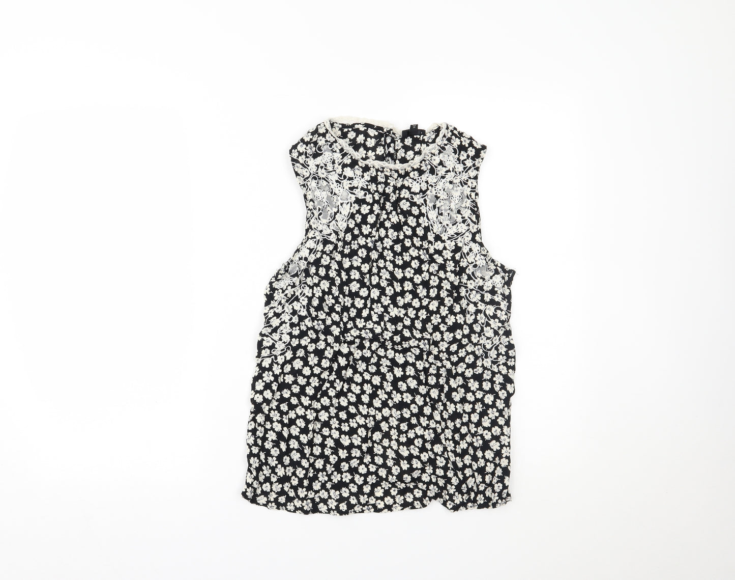 River Island Womens Black Floral  Basic Tank Size 10