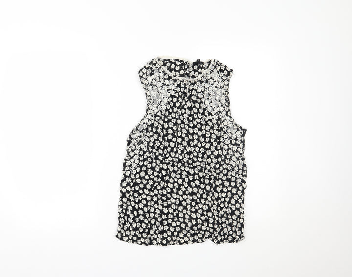 River Island Womens Black Floral  Basic Tank Size 10