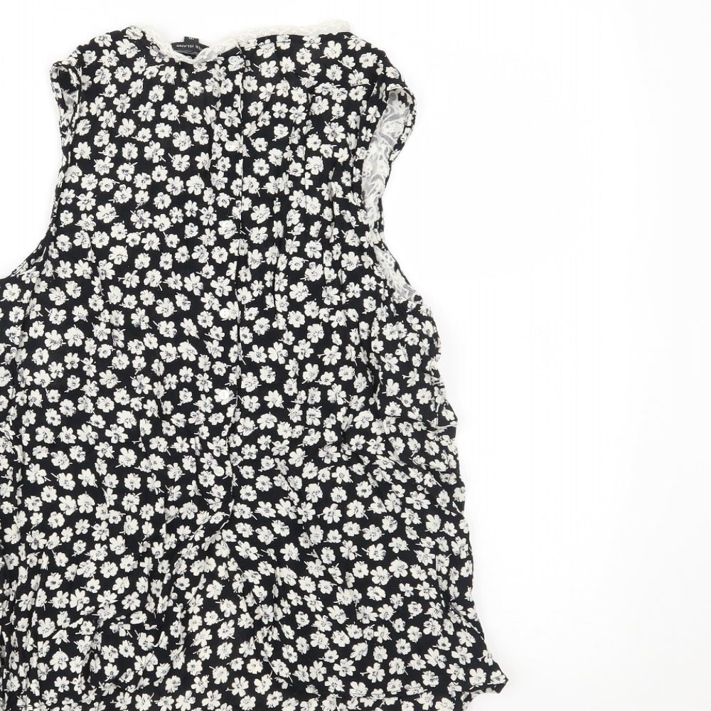 River Island Womens Black Floral  Basic Tank Size 10