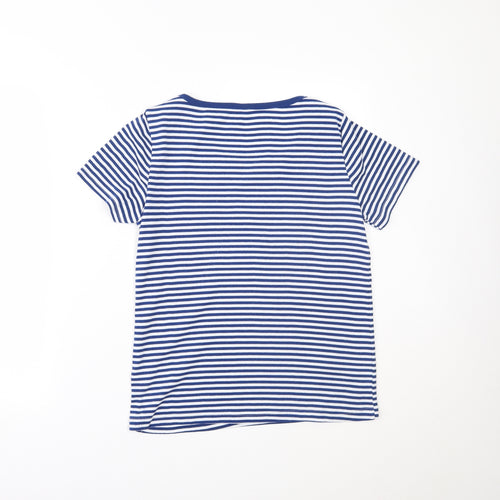 BM Womens Blue Striped  Basic T-Shirt Size S