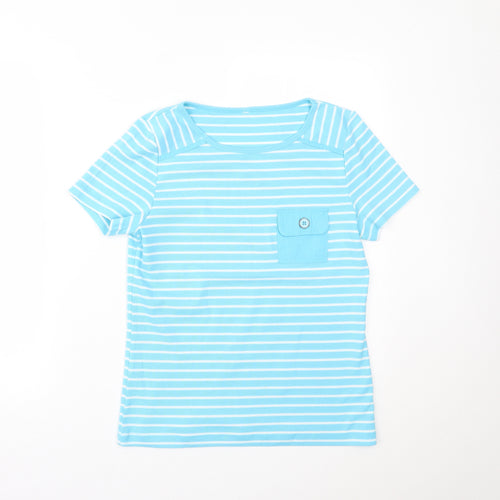 BM Womens Blue Striped  Basic T-Shirt Size S