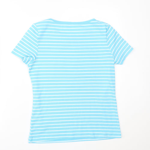 BM Womens Blue Striped  Basic T-Shirt Size S