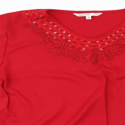 Amoretti Womens Red   Basic T-Shirt Size M