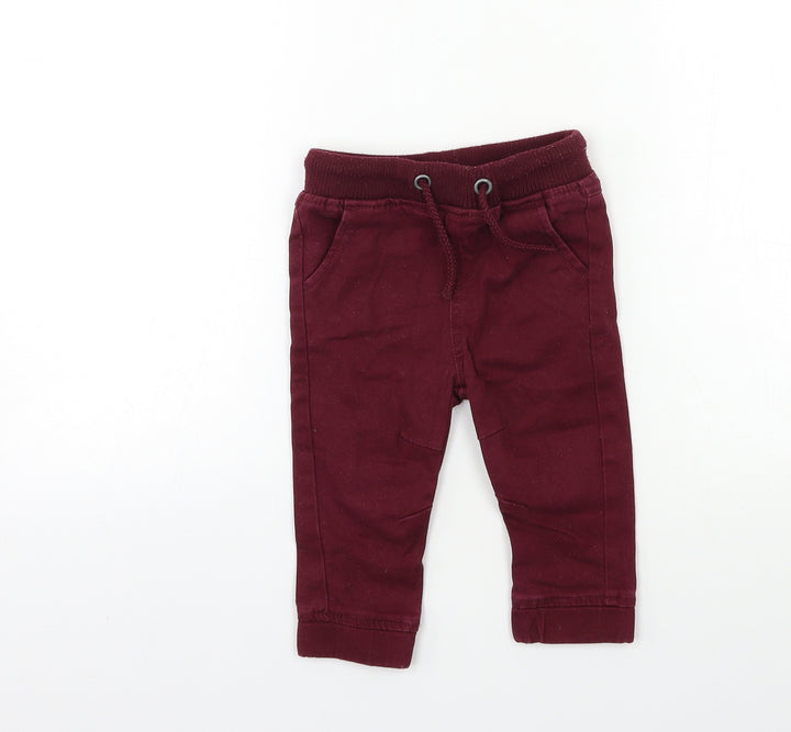 BHS Baby Red  Denim Cargo Jeans Size 9-12 Months