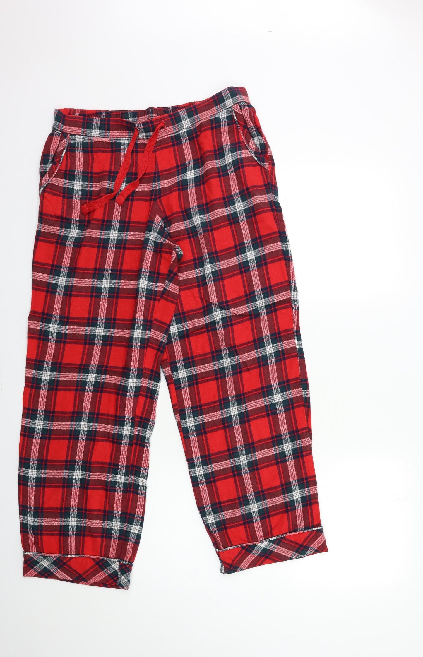 Marks and Spencer Womens Red Check  Top Pyjama Pants Size 12