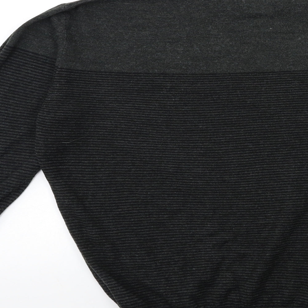 F&F Mens Black Striped Knit Pullover Jumper Size S