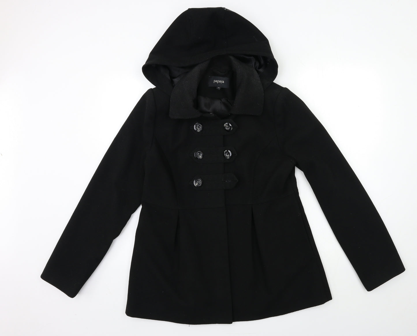 Papaya Womens Black   Overcoat Coat Size 12