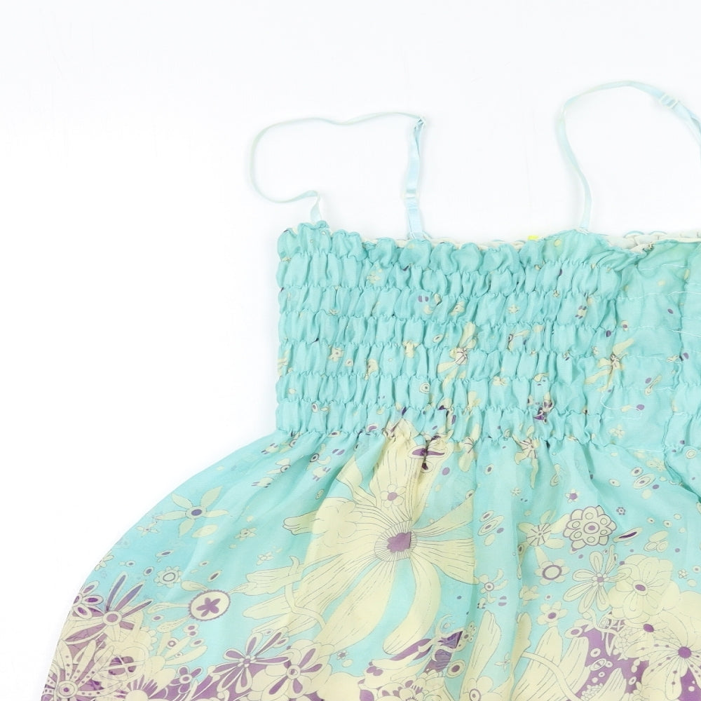 max c Womens Blue Floral  Basic Blouse Size L