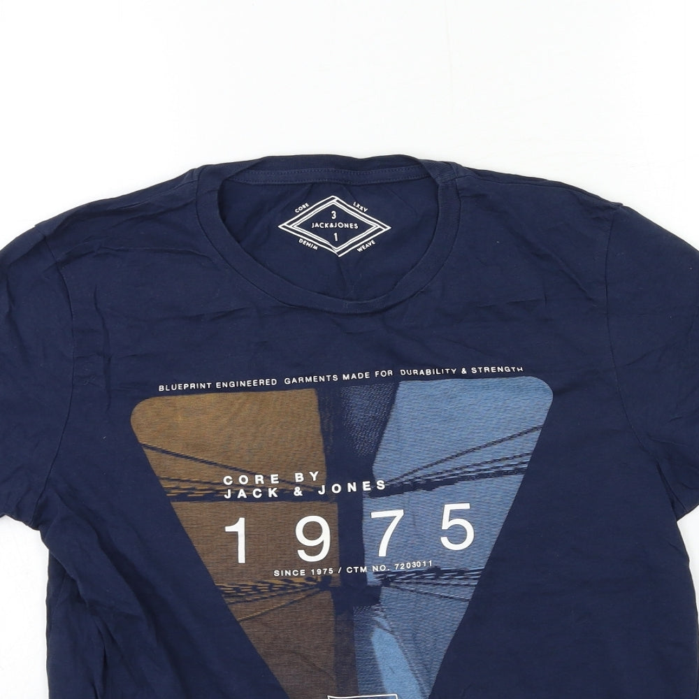 JACK & JONES Mens Blue    T-Shirt Size M