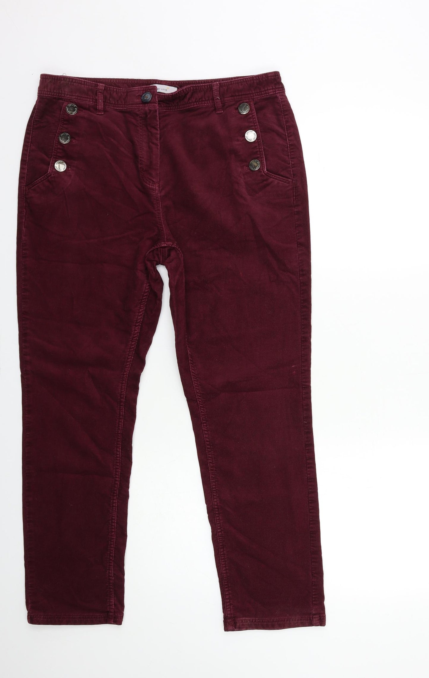 Per Una Womens Red  Corduroy Trousers  Size 14 L27 in