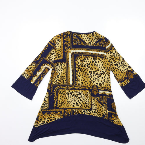 George Womens Blue Animal Print  Basic Blouse Size 8