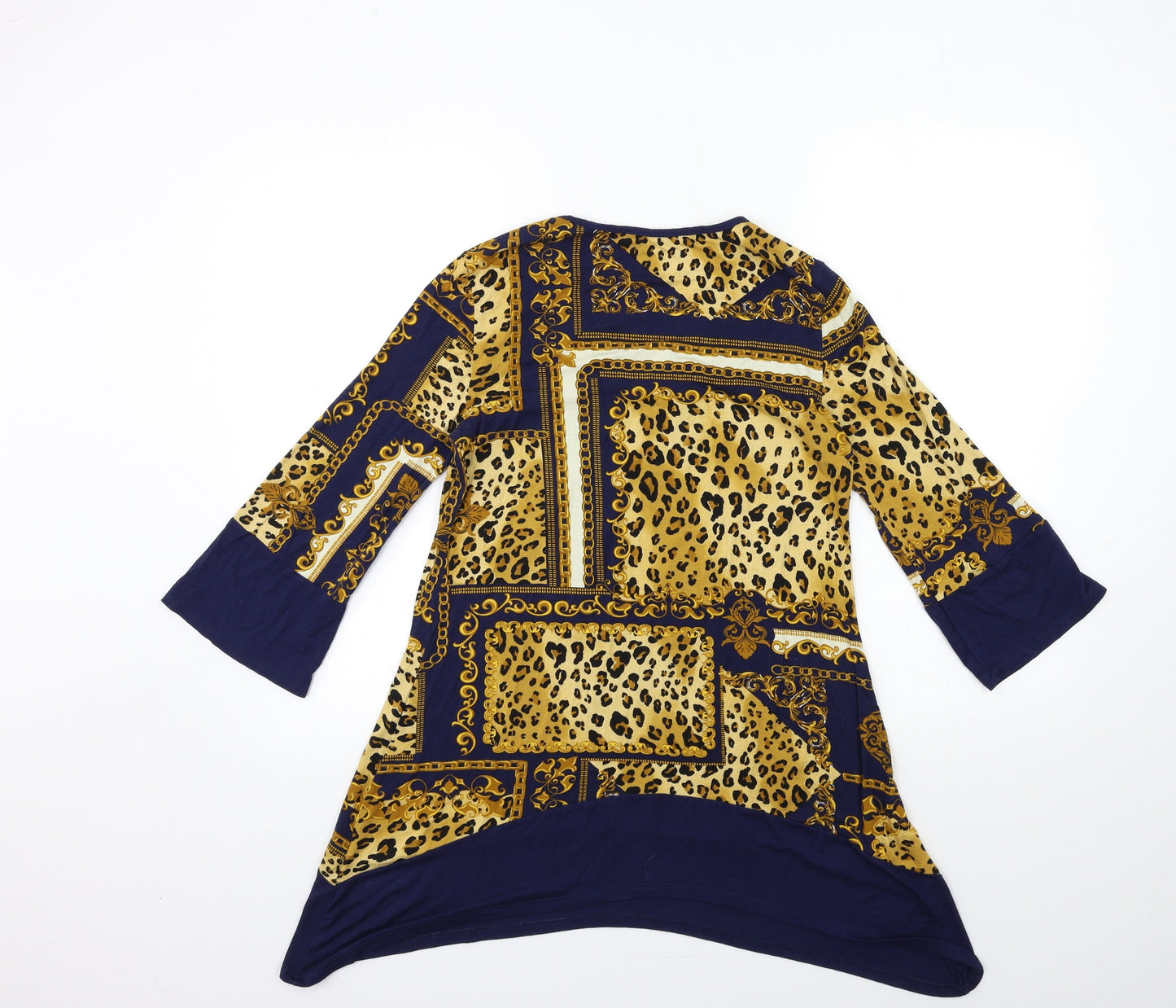 George Womens Blue Animal Print  Basic Blouse Size 8