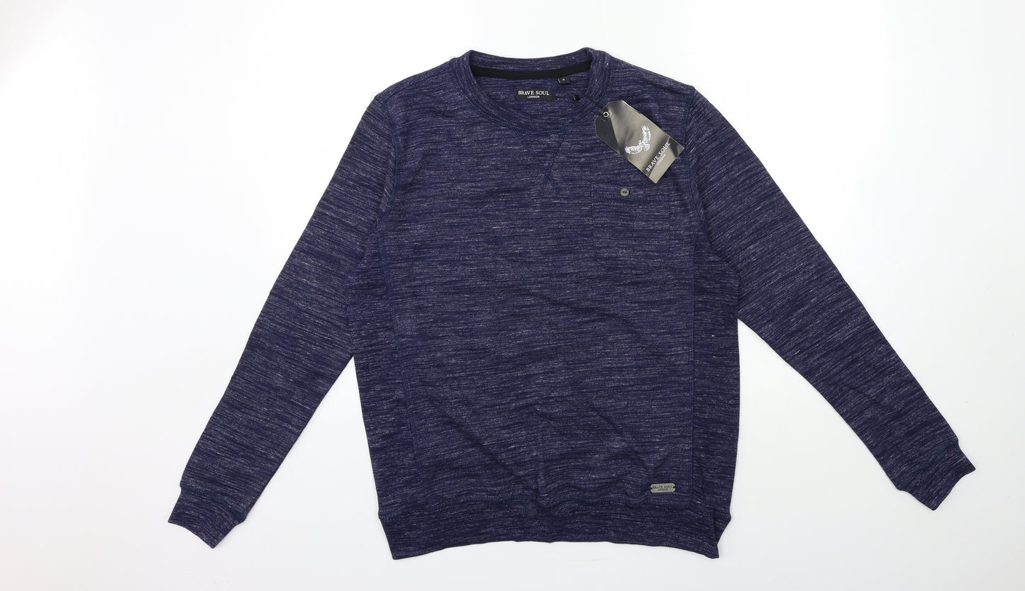 Brave Soul Mens Blue   Pullover Sweatshirt Size S