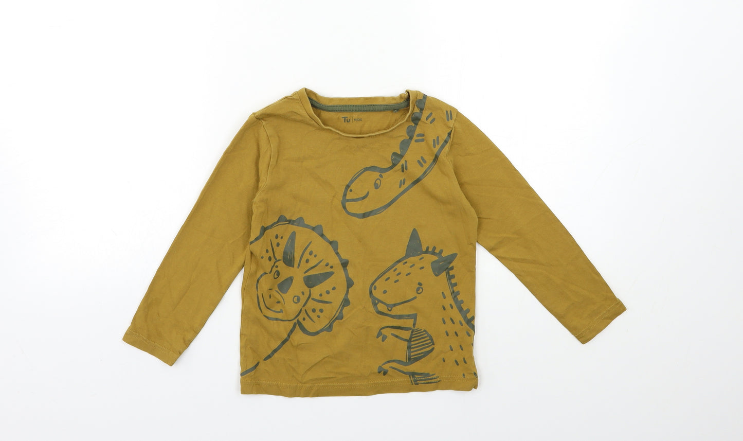 TU Boys Green Animal Print  Basic T-Shirt Size 3-4 Years  - DINOSAUR