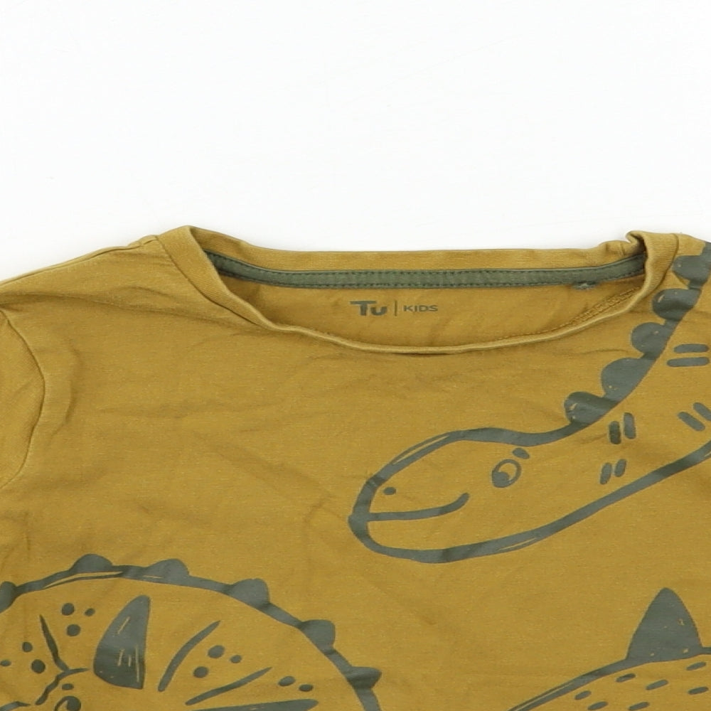TU Boys Green Animal Print  Basic T-Shirt Size 3-4 Years  - DINOSAUR
