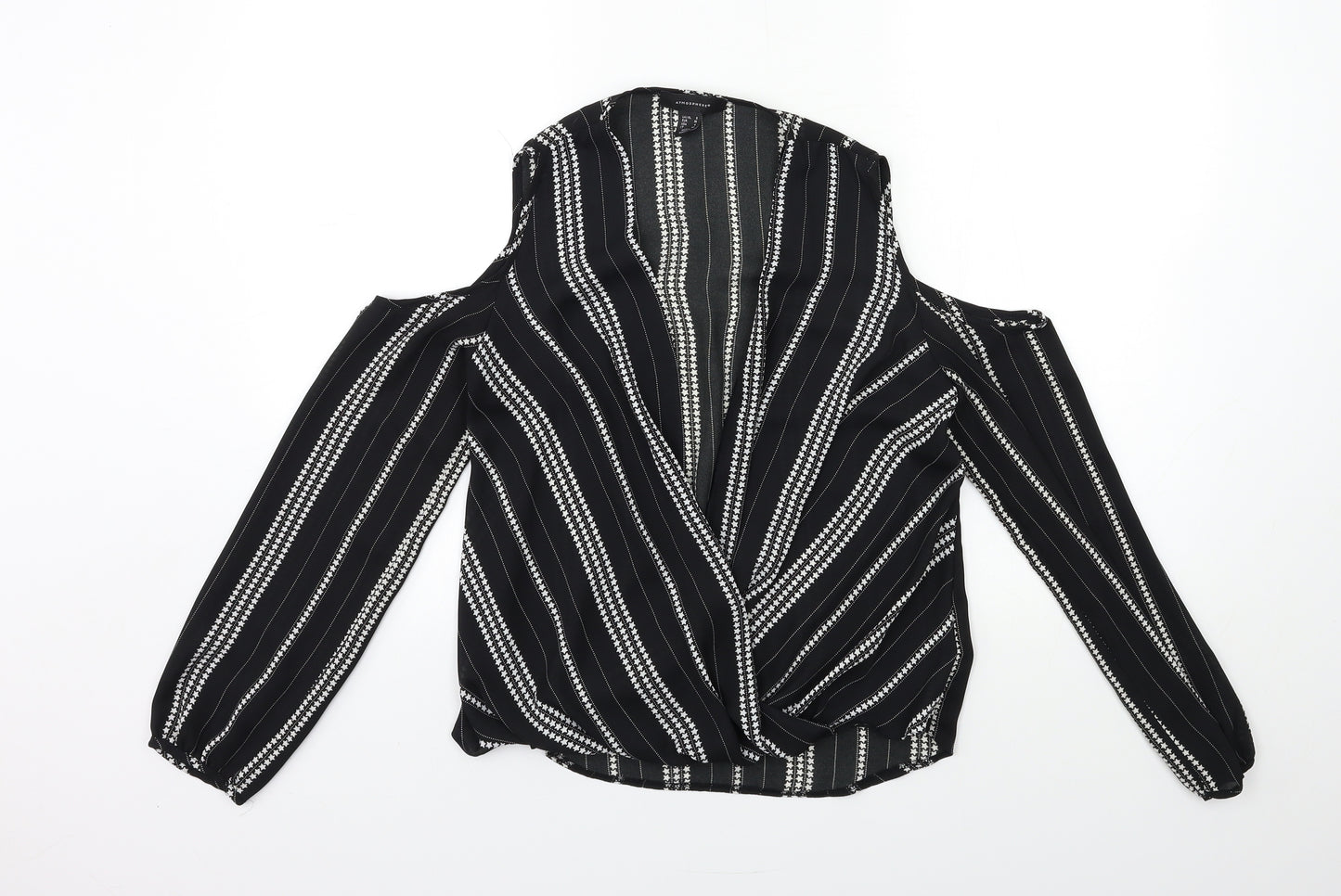 Atmosphere Womens Black Striped  Basic Blouse Size S