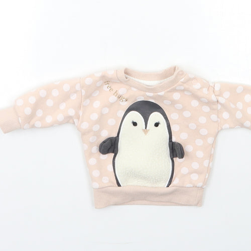 Primark Baby Pink Polka Dot  Pullover Jumper Size 0-3 Months  - PENGUIN
