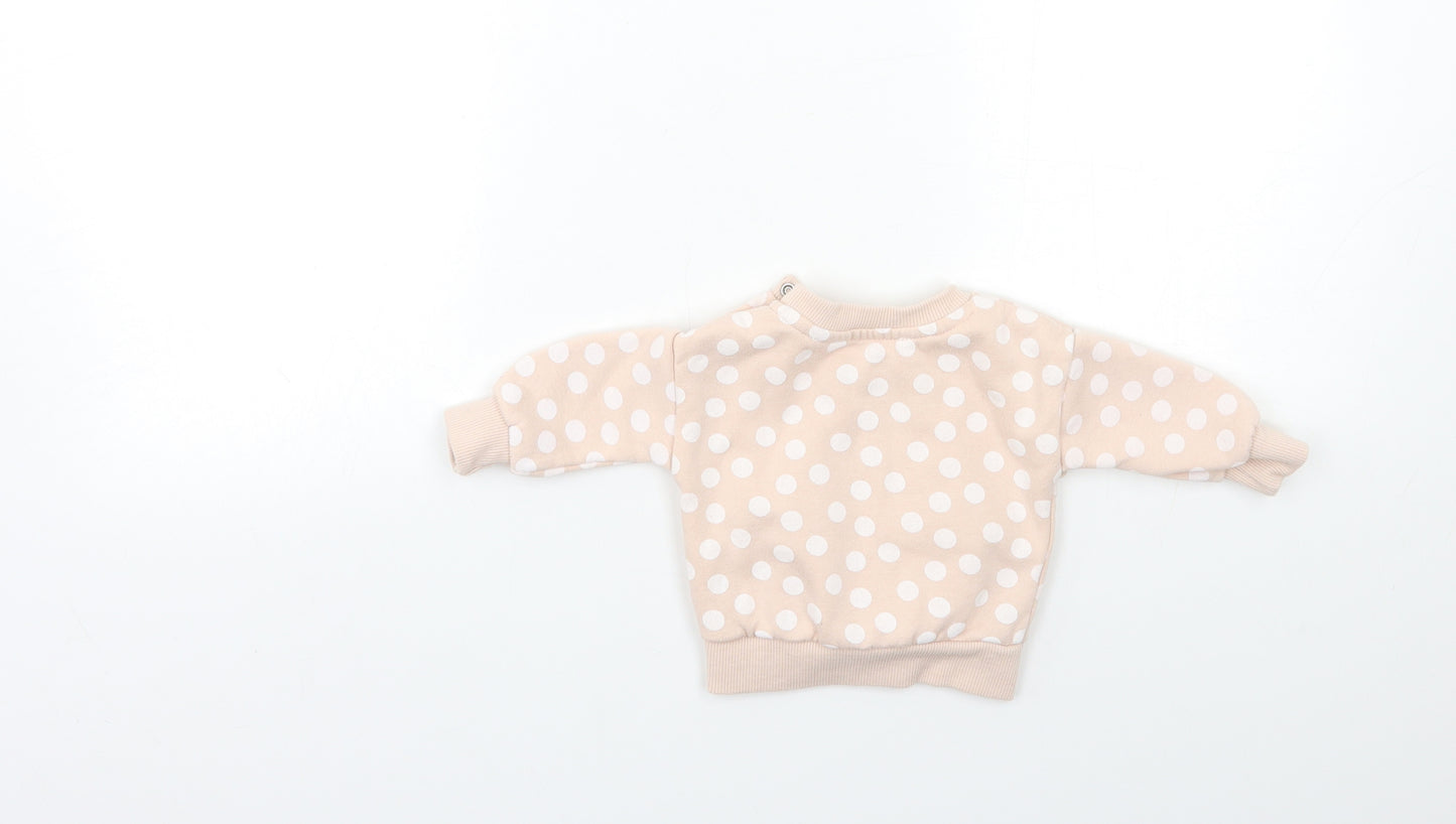 Primark Baby Pink Polka Dot  Pullover Jumper Size 0-3 Months  - PENGUIN
