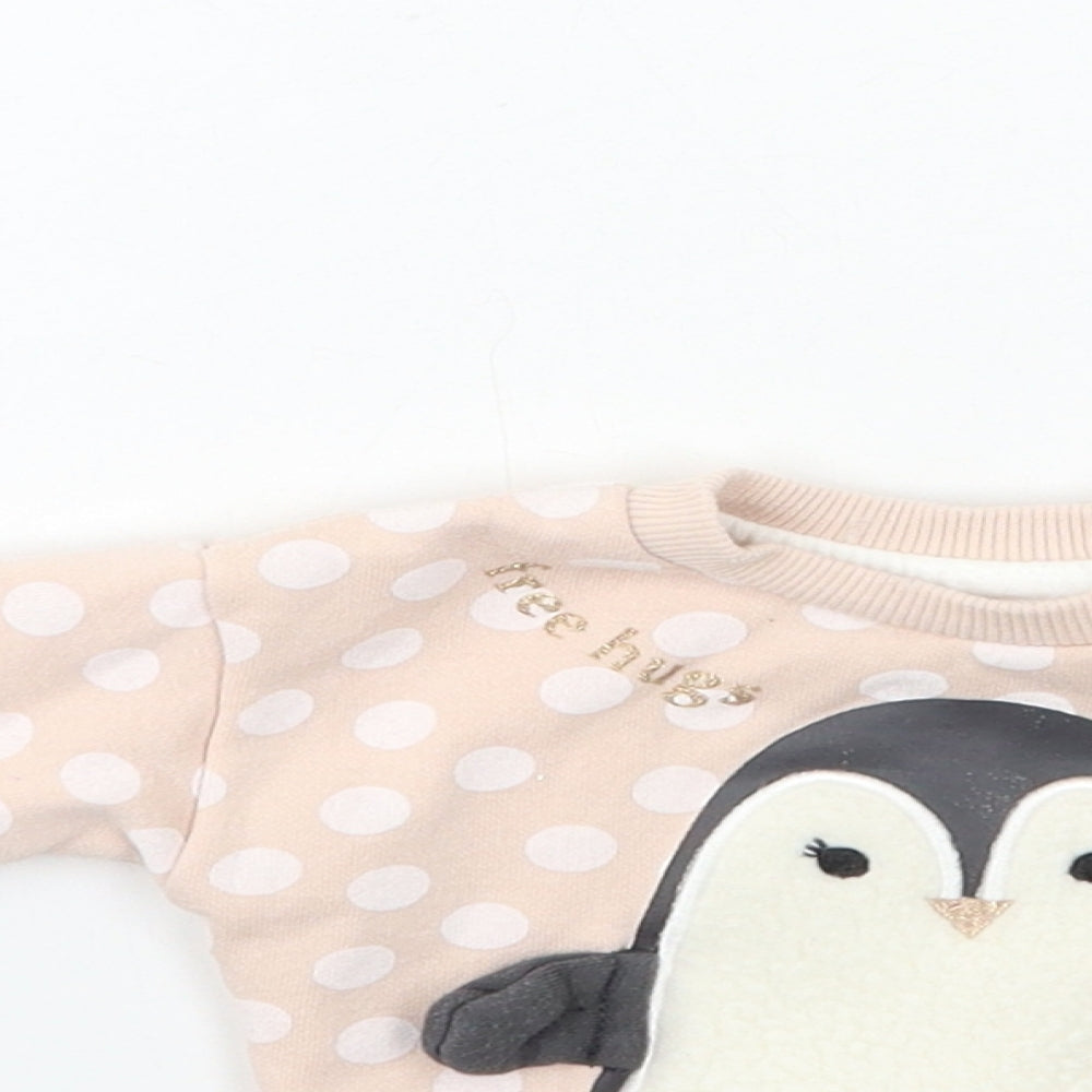 Primark Baby Pink Polka Dot  Pullover Jumper Size 0-3 Months  - PENGUIN