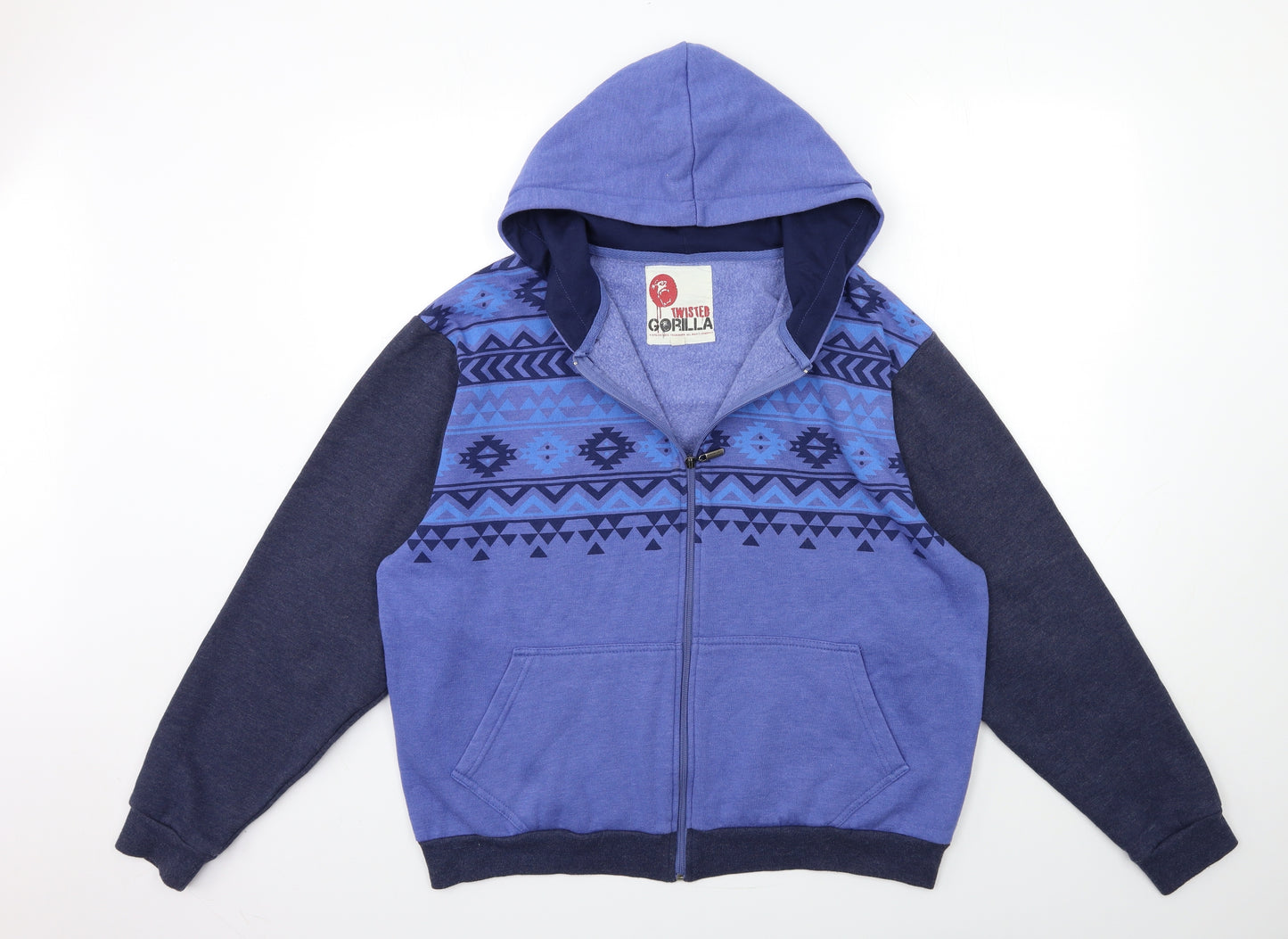 Twisted Soul Mens Blue Geometric  Full Zip Hoodie Size XL