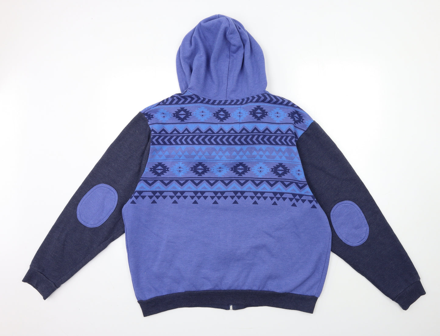 Twisted Soul Mens Blue Geometric  Full Zip Hoodie Size XL