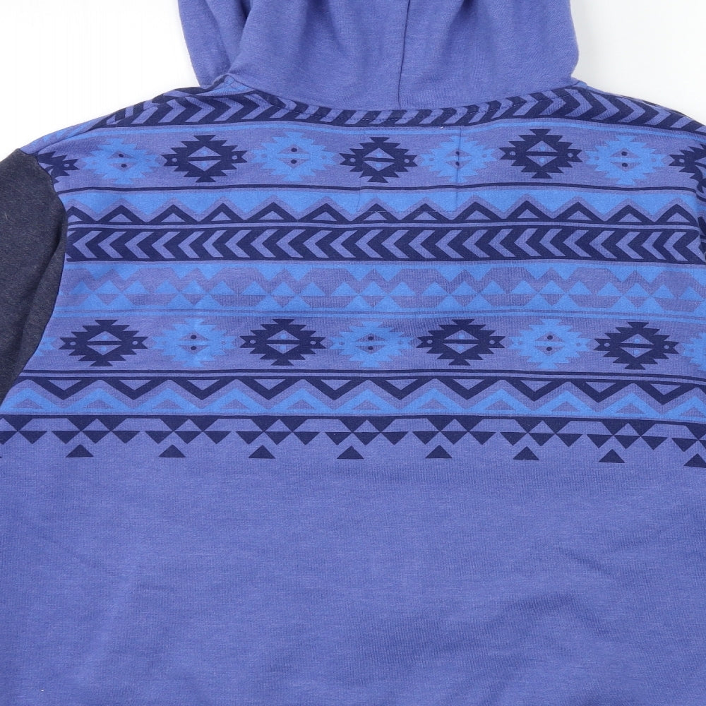 Twisted Soul Mens Blue Geometric  Full Zip Hoodie Size XL