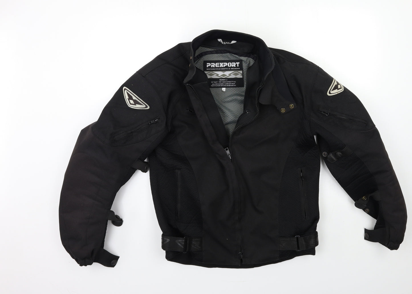 prexport Mens Black   Biker Coat Size M  - shoulder pads