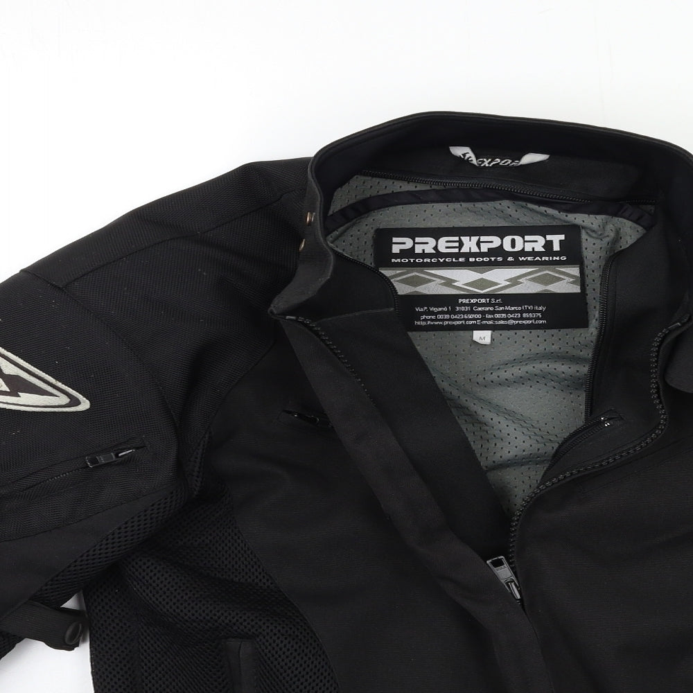prexport Mens Black   Biker Coat Size M  - shoulder pads