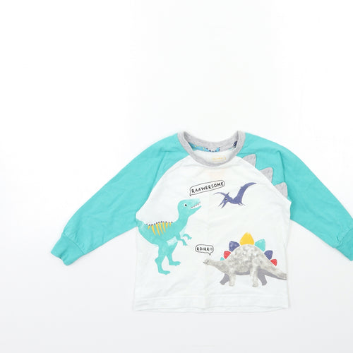 Matalan Baby White Geometric  Basic T-Shirt Size 18-24 Months  - DINOSAUR