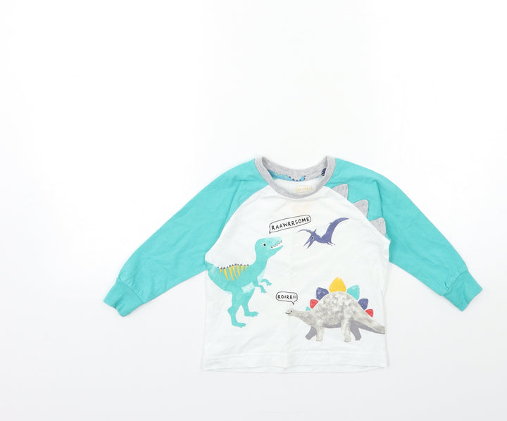 Matalan Baby White Geometric  Basic T-Shirt Size 18-24 Months  - DINOSAUR