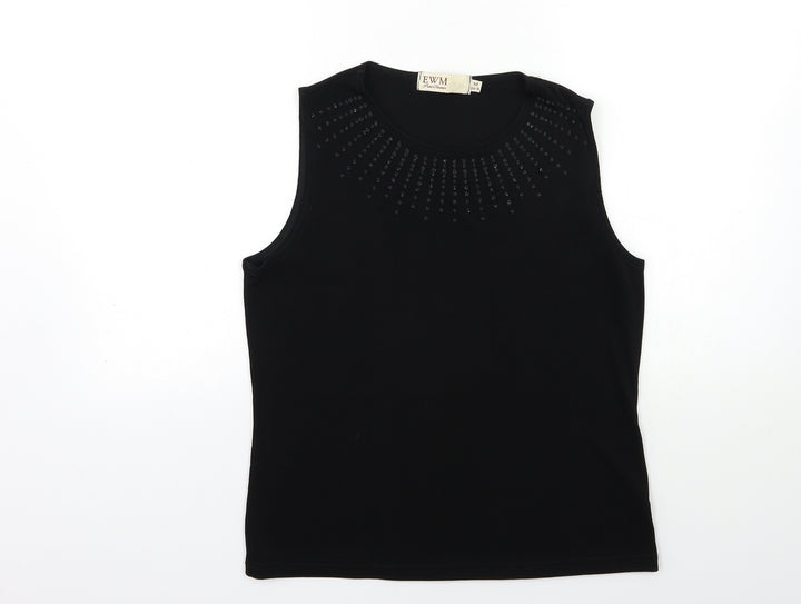 EWM Womens Black Basic Blouse Size 14