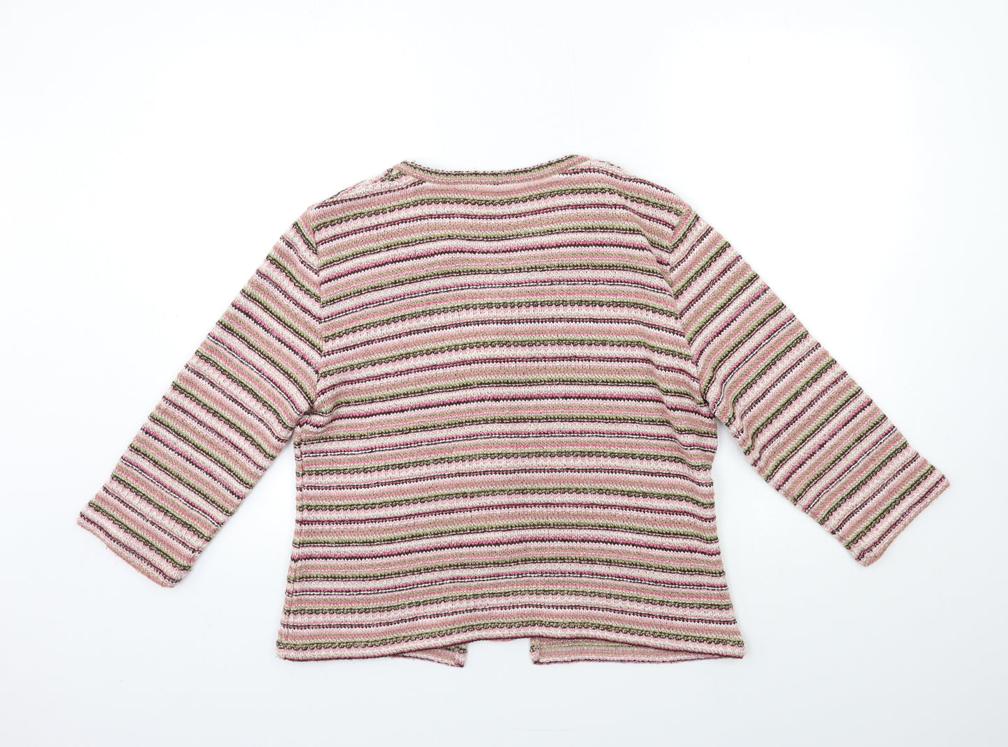 Per Una Womens Pink Striped Knit Cardigan Jumper Size L