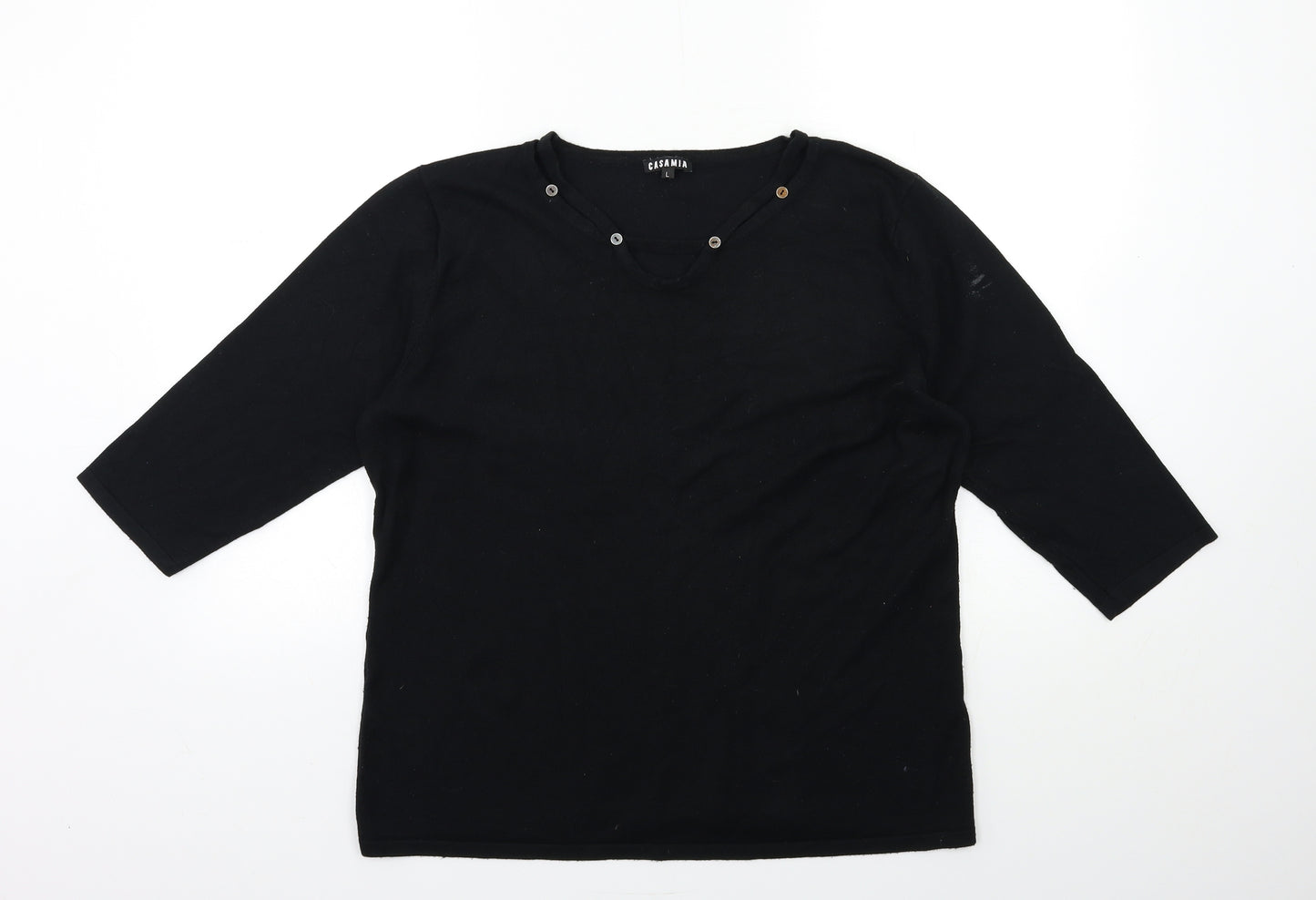 casamia Womens Black  Knit Pullover Jumper Size L