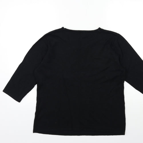 casamia Womens Black  Knit Pullover Jumper Size L