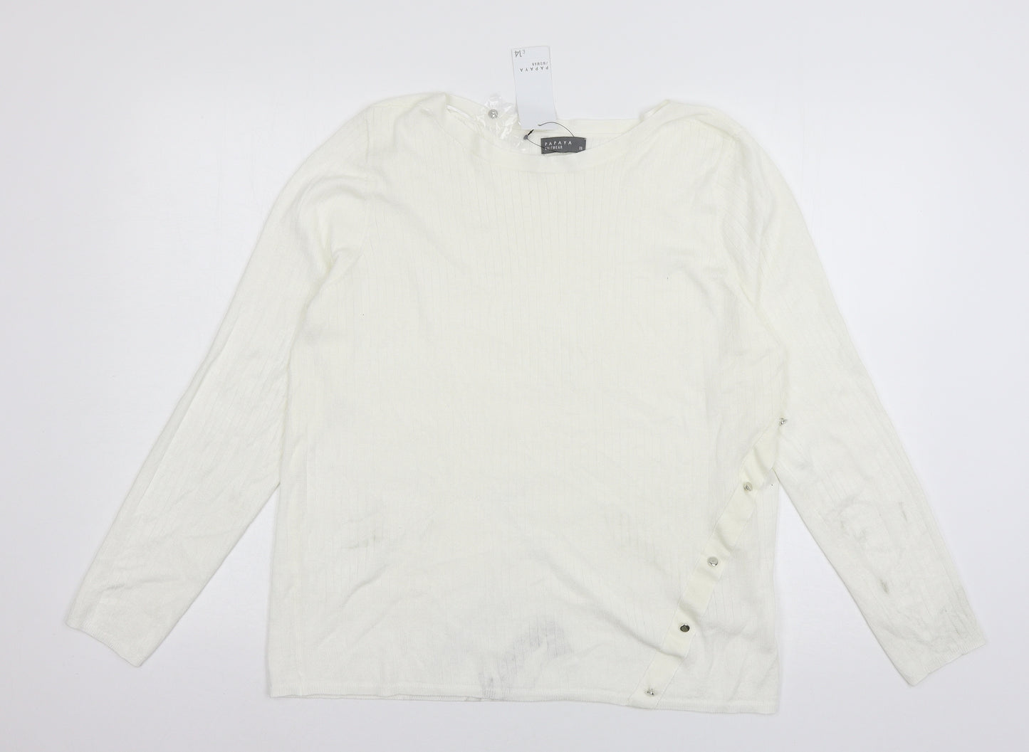Papaya Womens White  Knit Pullover Jumper Size 20