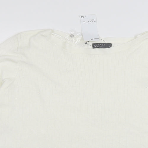 Papaya Womens White  Knit Pullover Jumper Size 20