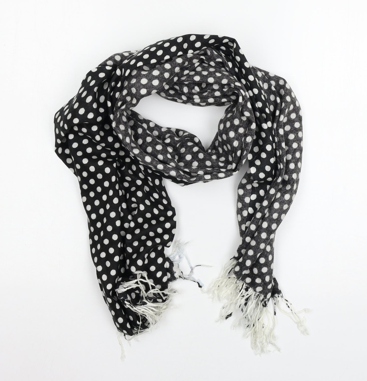 Preworn Womens Black Polka Dot Knit  Scarf