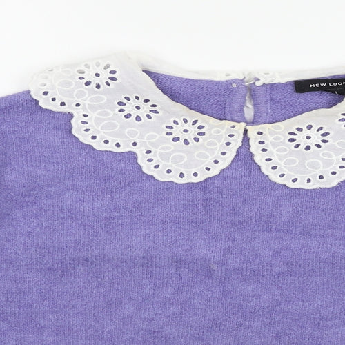 New Look Womens Purple  Knit Pullover Jumper Size S