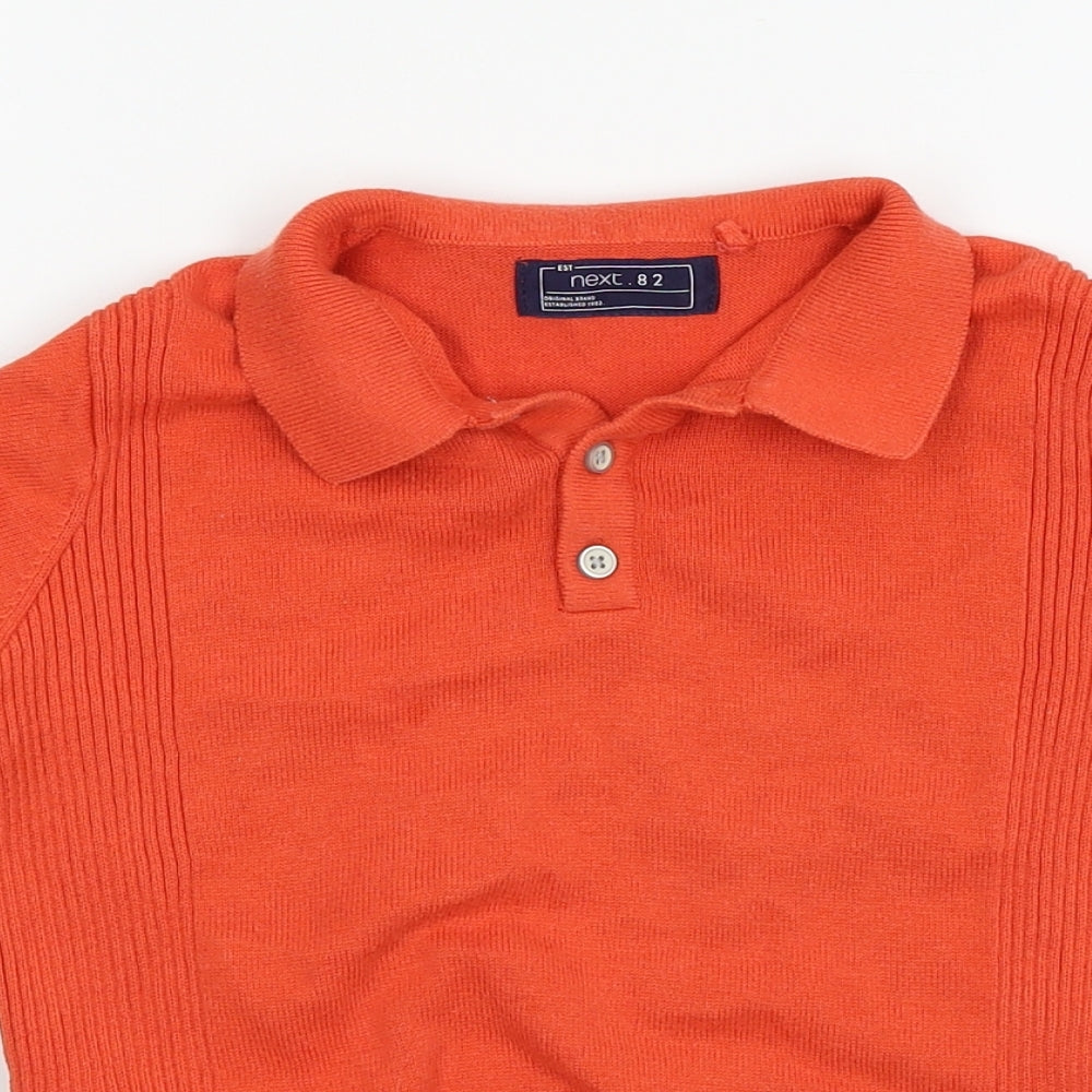 NEXT Boys Orange  Knit Basic T-Shirt Size 7 Years