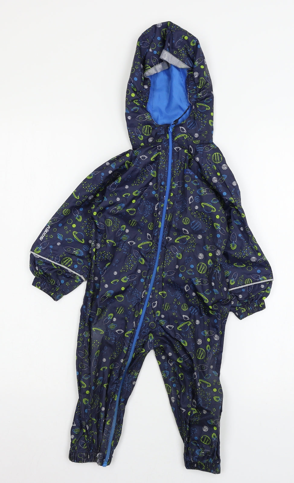 Mountain Warehouse Boys Blue Geometric  Rain Coat Coat Size 12-18 Months  - Planets