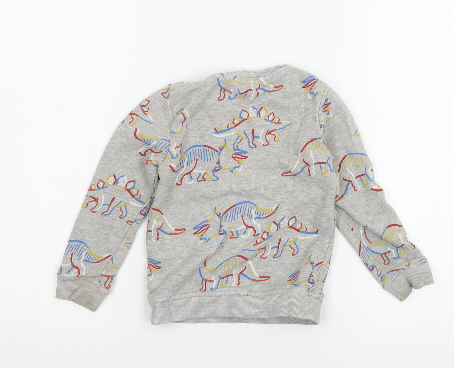 Marks and Spencer Boys Grey Geometric Jersey Pullover Sweatshirt Size 2-3 Years  - DInosaur