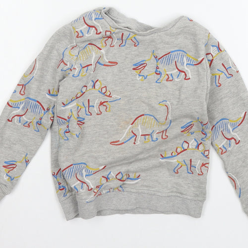 Marks and Spencer Boys Grey Geometric Jersey Pullover Sweatshirt Size 2-3 Years  - DInosaur