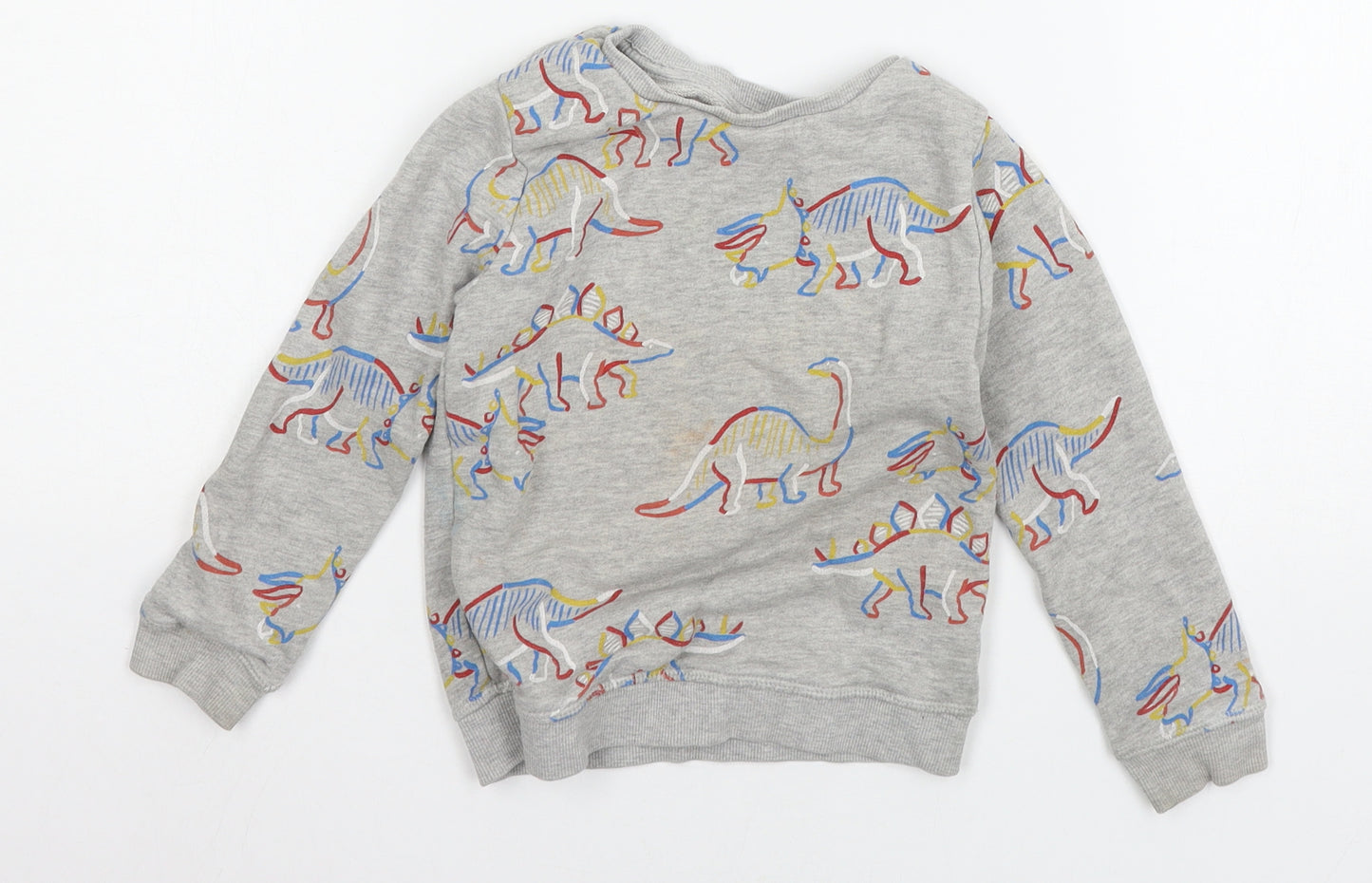 Marks and Spencer Boys Grey Geometric Jersey Pullover Sweatshirt Size 2-3 Years  - DInosaur