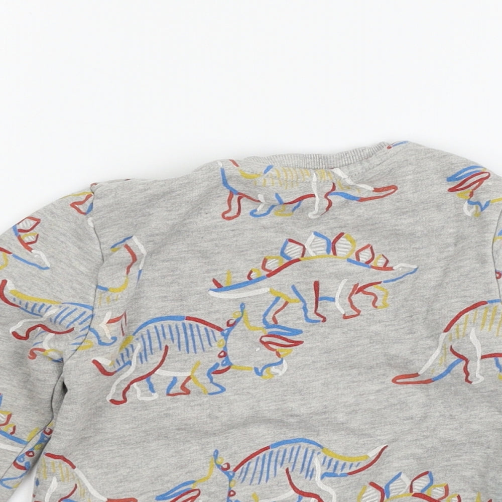Marks and Spencer Boys Grey Geometric Jersey Pullover Sweatshirt Size 2-3 Years  - DInosaur