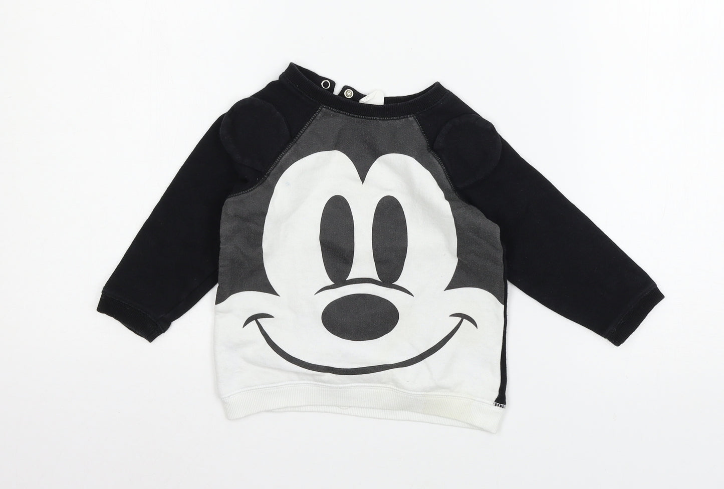 H&M Boys Black Geometric Jersey Pullover Jumper Size 12-18 Months