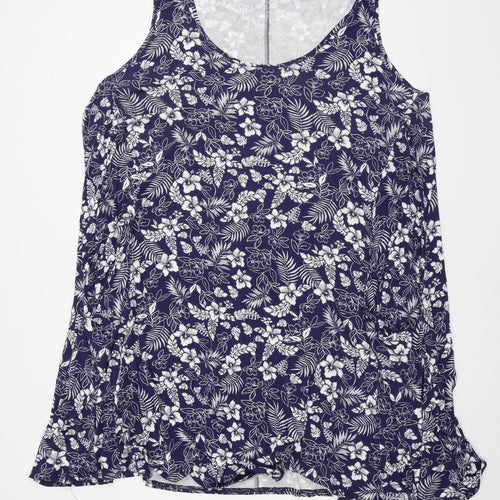 Yours Womens Blue Floral Jersey Tank Dress  Size 30